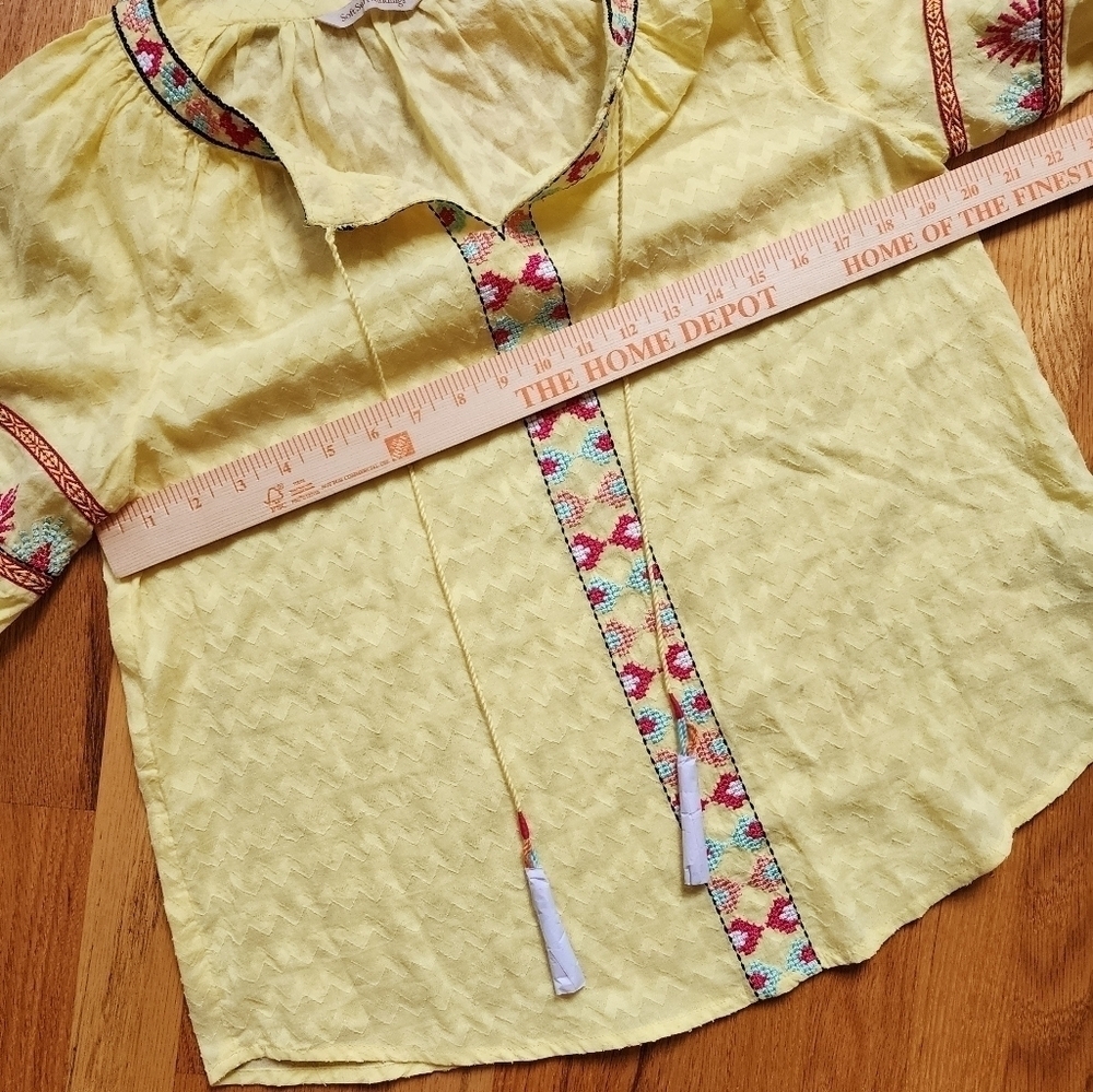 Soft surrondings boho tunic top flowy embroidered cotton lemon drop sizepsmall - Picture 3 of 10